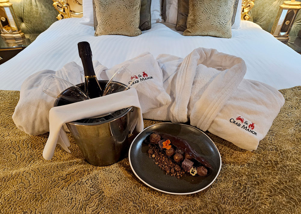 Fluffy bathrobes in bedroom